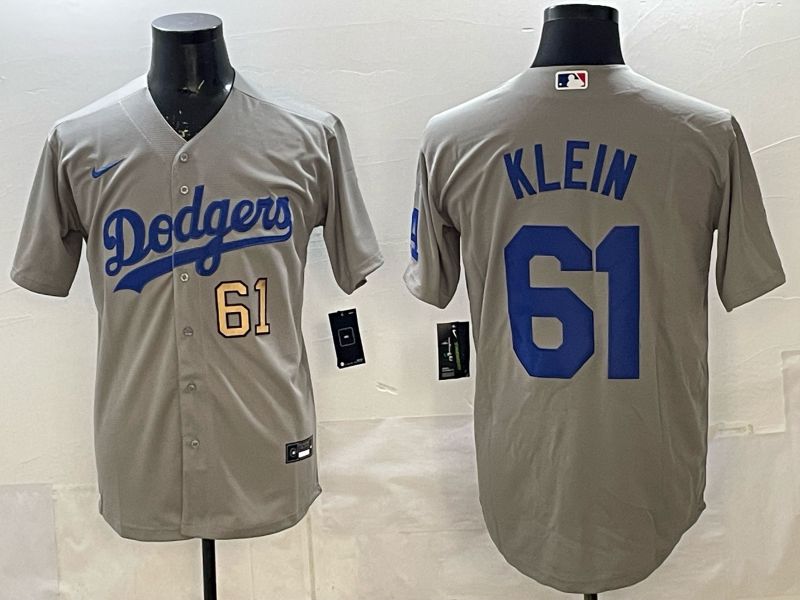 Men 2025 Nike Los Angeles Dodgers #61 Klein Grey Game MLB Jersey 03